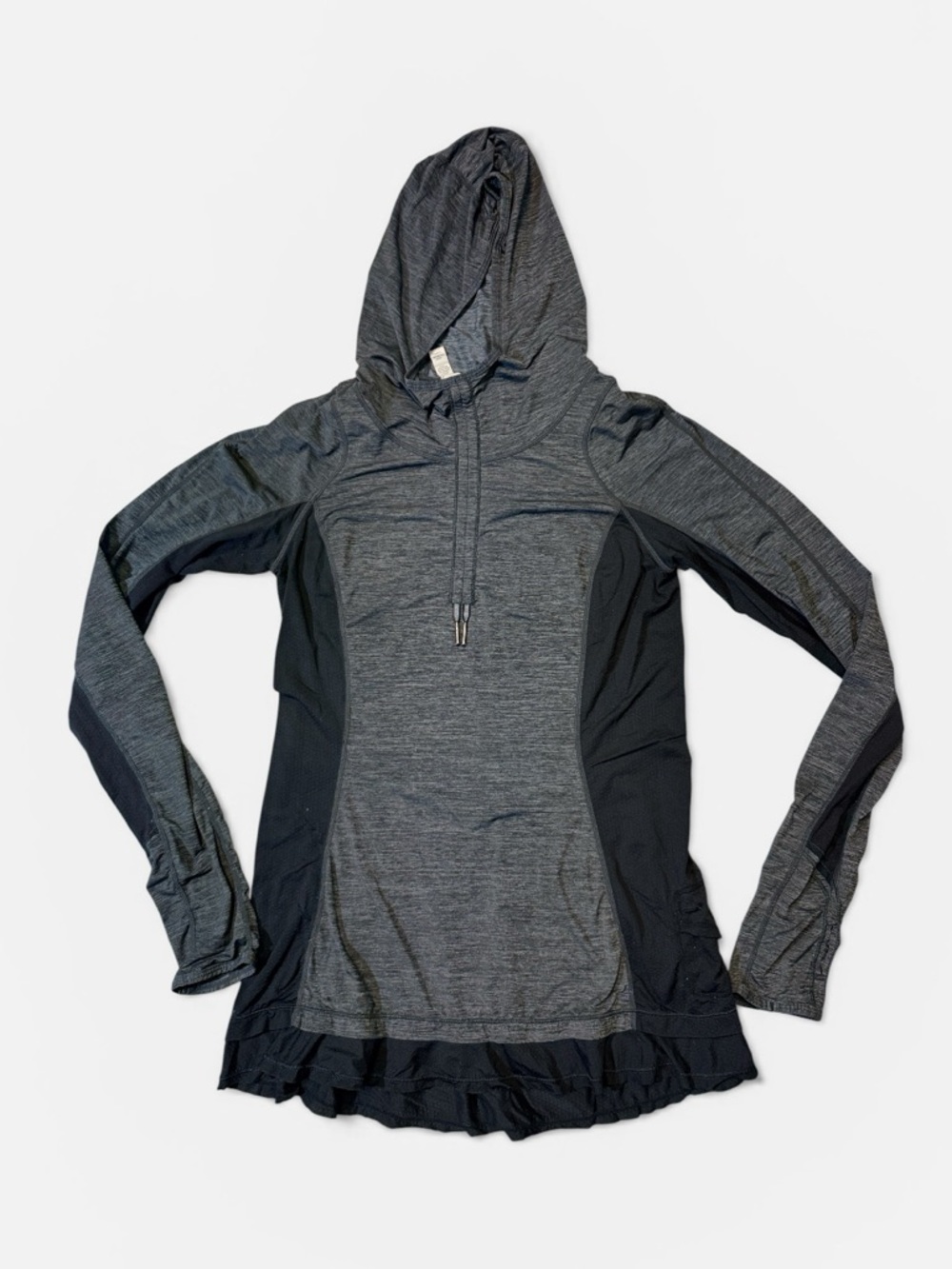 Lululemon women’s 6 gray black pullover lightweight stretch hoodie